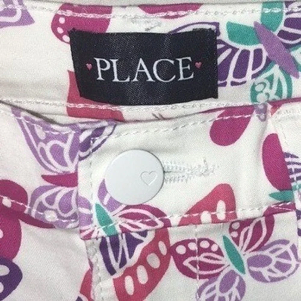 Children's Place Girls Slim Ankle Pants Sz 10 butterflies White Purple Princess‎